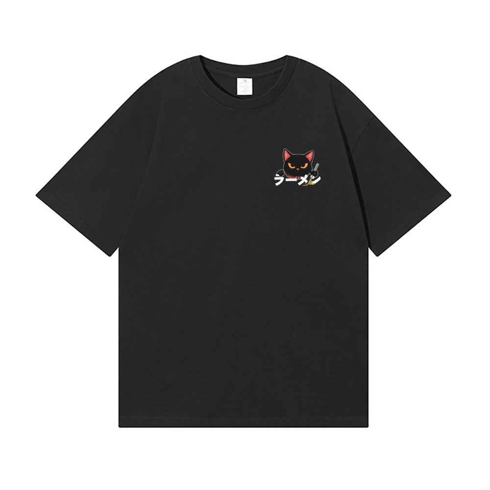Ramen Cat Back Art Cotton Tee