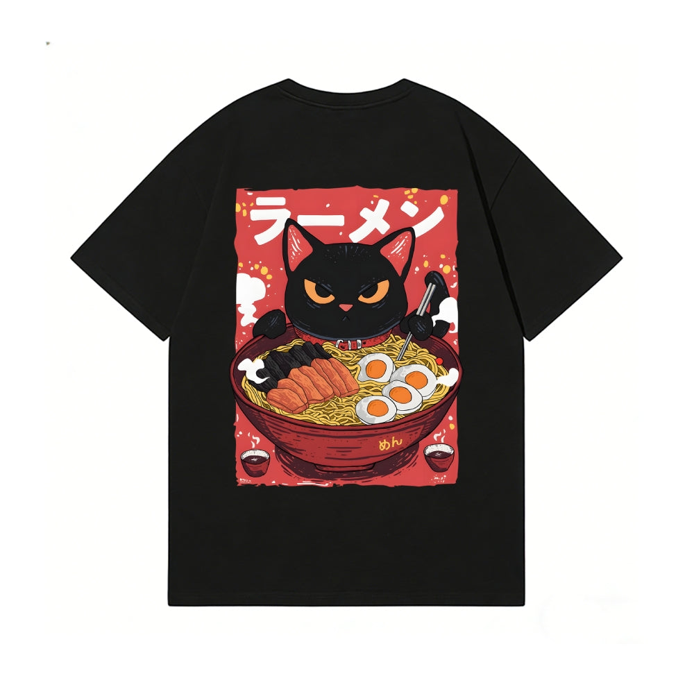 Ramen Cat Back Art Cotton Tee
