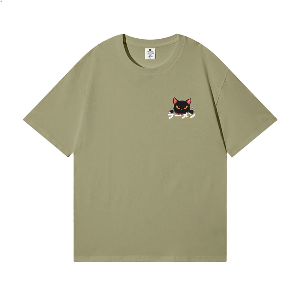 Ramen Cat Back Art Cotton Tee