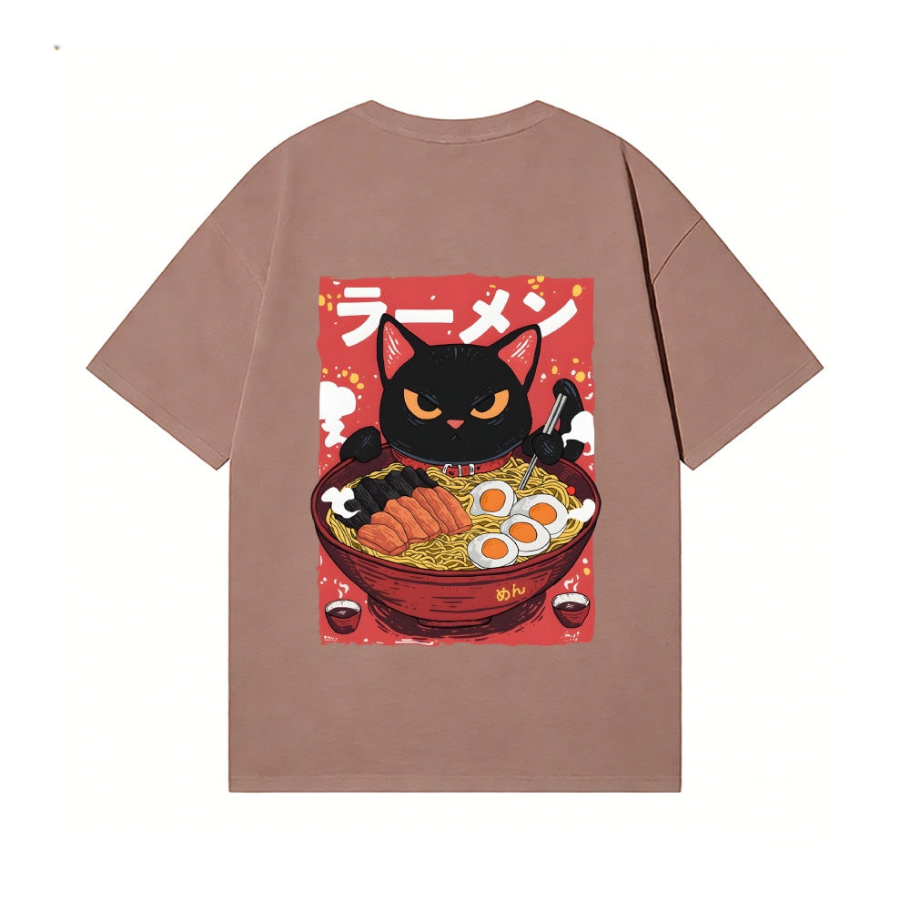 Ramen Cat Back Art Cotton Tee