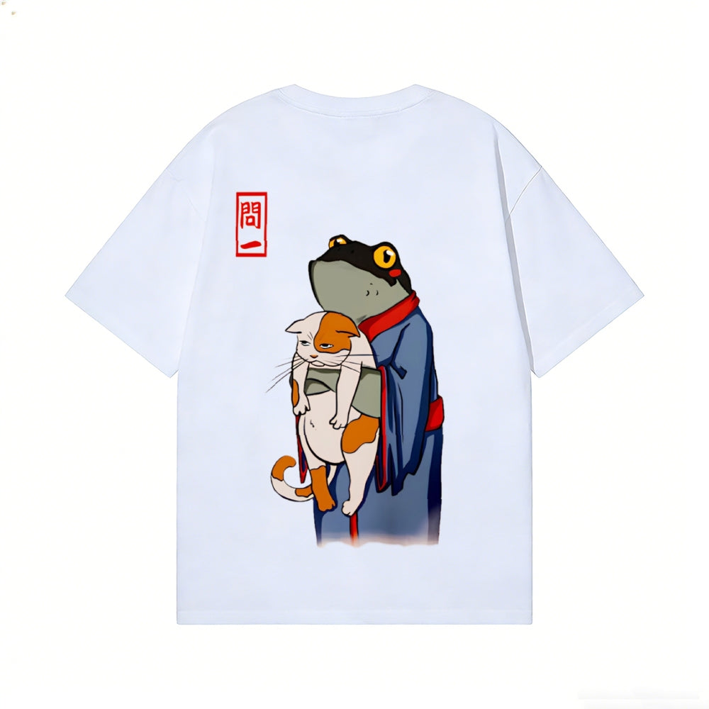Frog Cat Back Art Cotton Tee