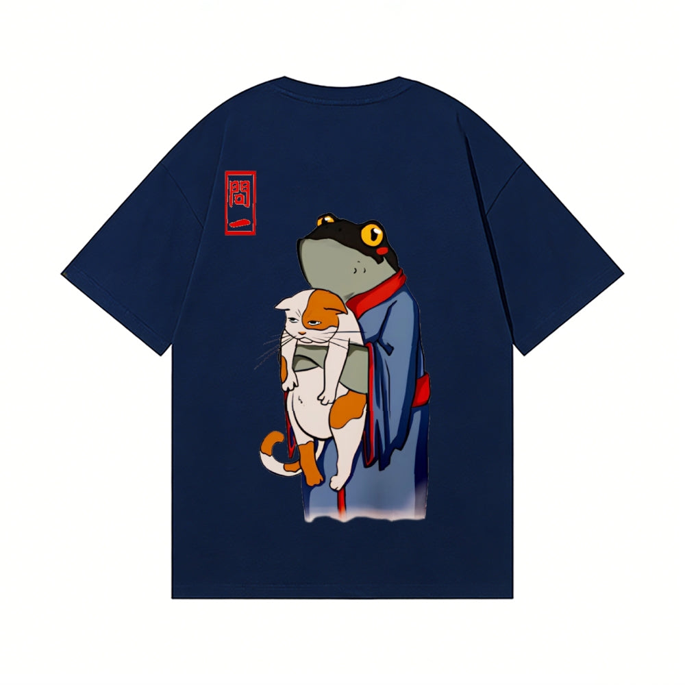 Frog Cat Back Art Cotton Tee