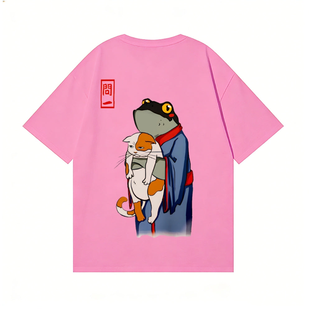 Frog Cat Back Art Cotton Tee