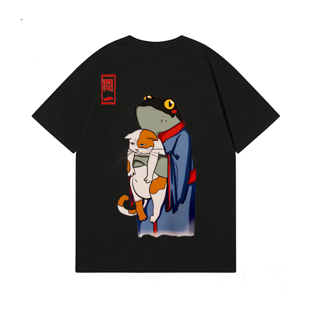 Frog Cat Back Art Cotton Tee