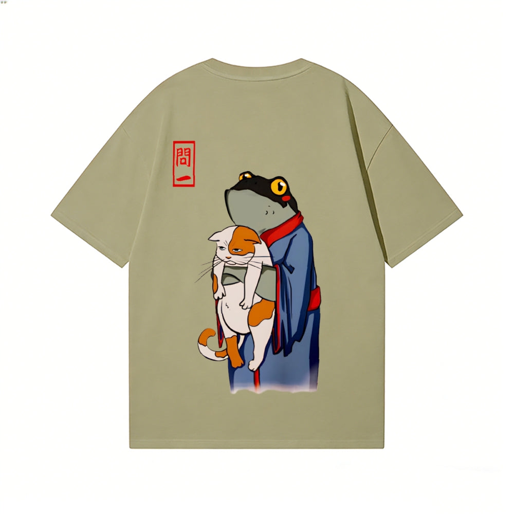 Frog Cat Back Art Cotton Tee