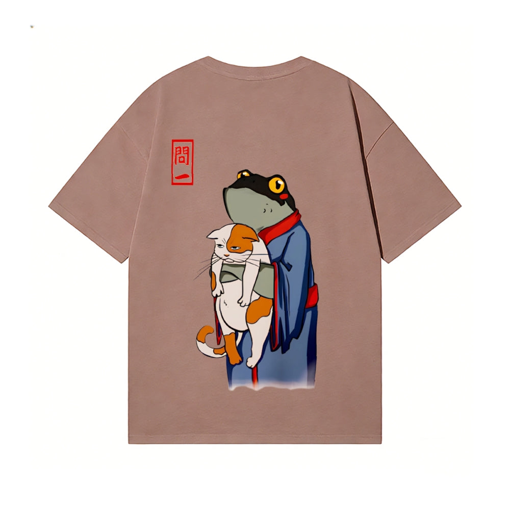 Frog Cat Back Art Cotton Tee