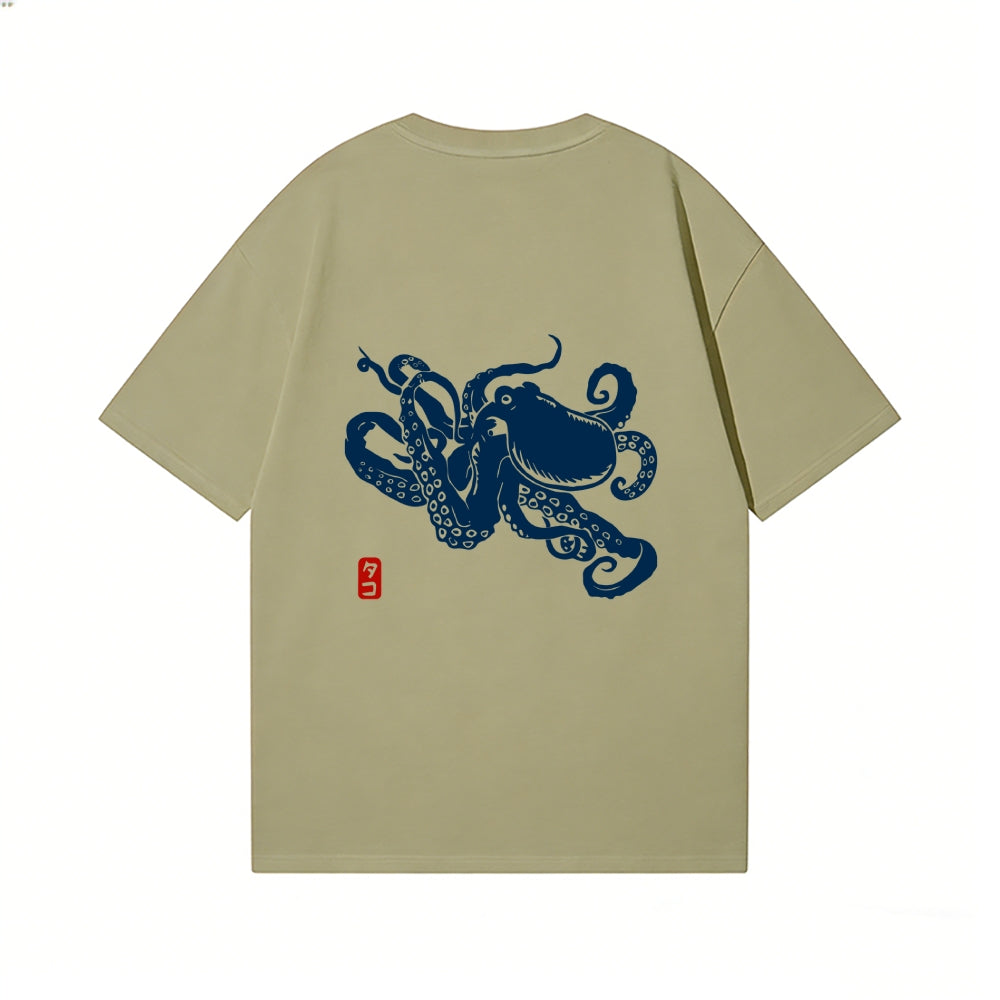 Octopus Back Art Cotton Tee
