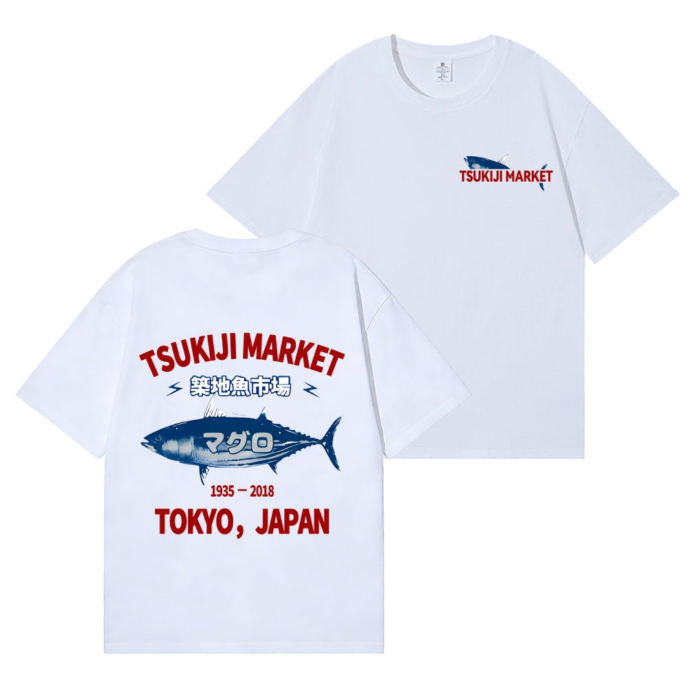Tsukiji Fish Market Back Art Cotton Tee