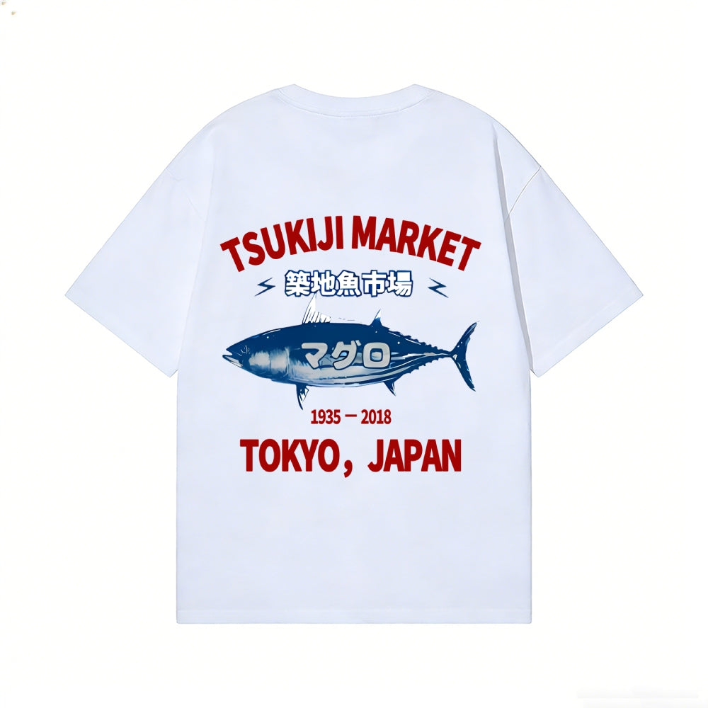 Tsukiji Fish Market Back Art Cotton Tee