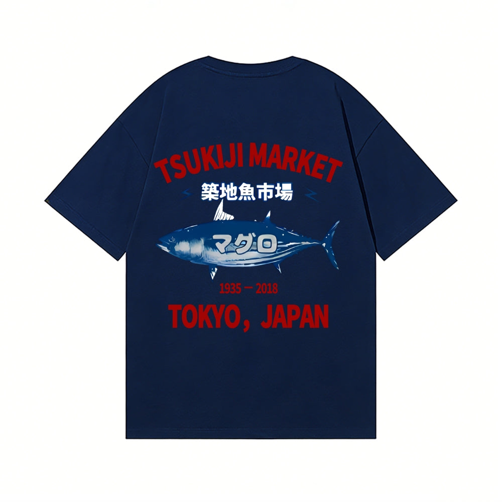 Tsukiji Fish Market Back Art Cotton Tee