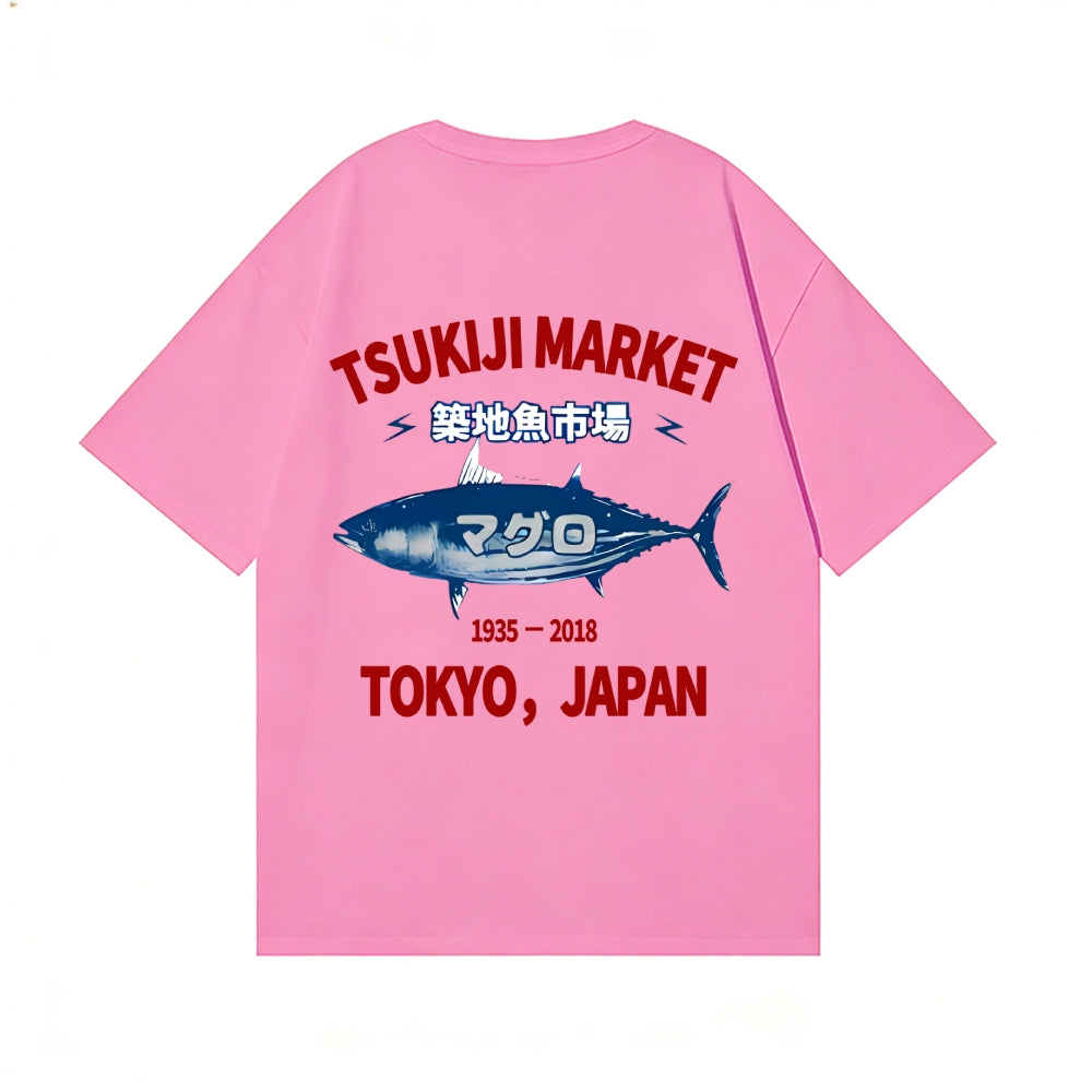 Tsukiji Fish Market Back Art Cotton Tee