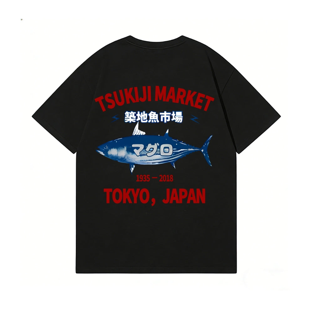 Tsukiji Fish Market Back Art Cotton Tee