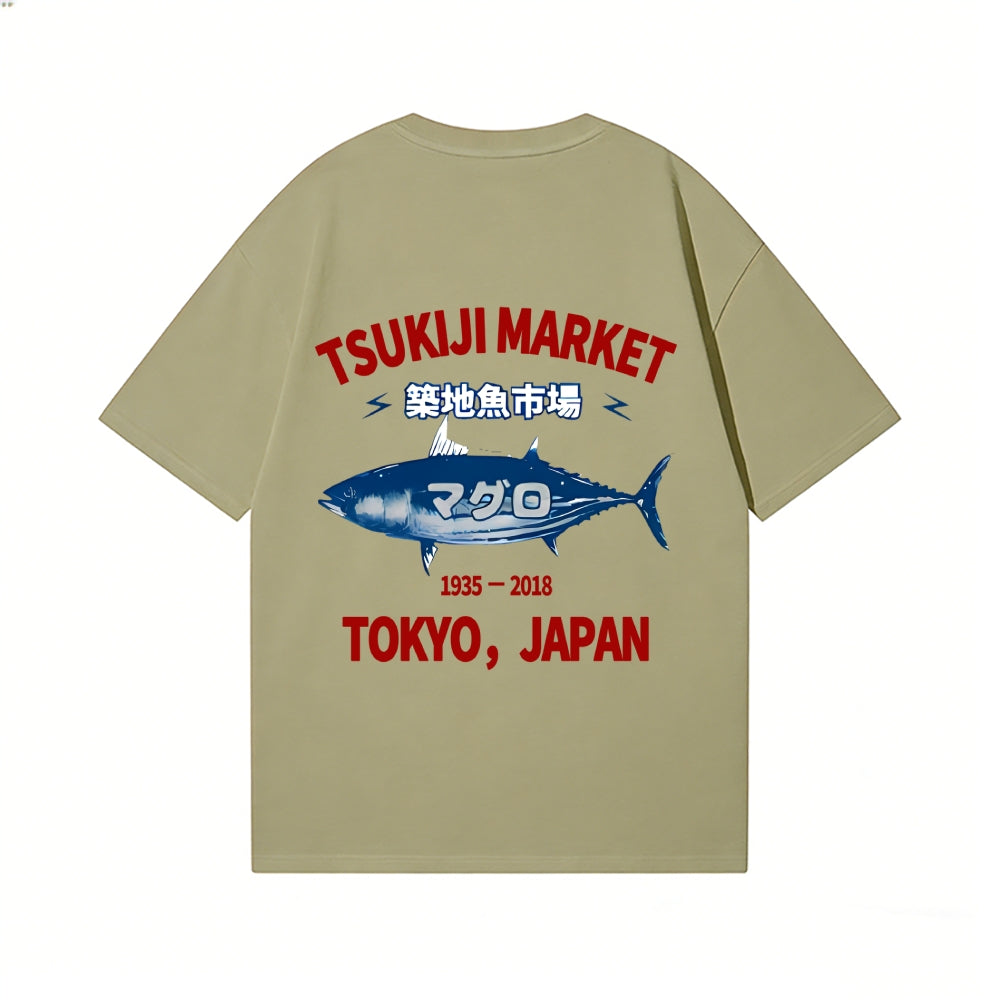 Tsukiji Fish Market Back Art Cotton Tee