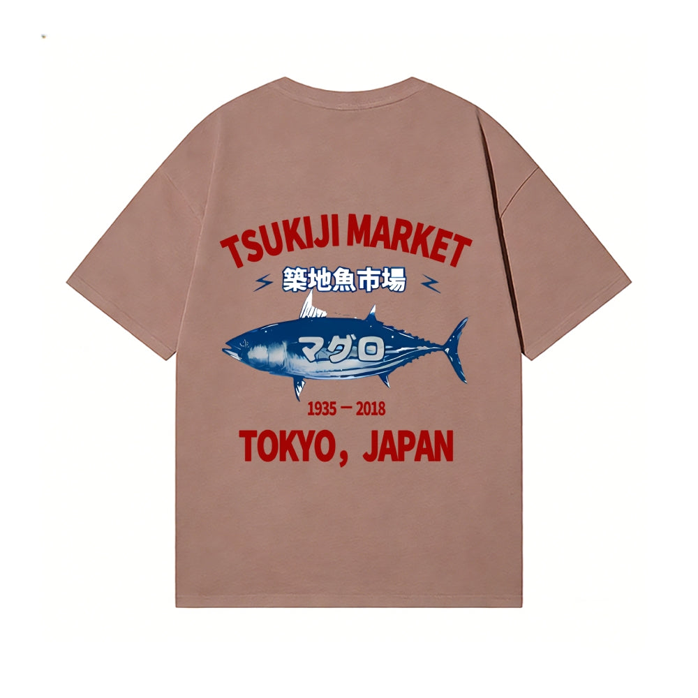 Tsukiji Fish Market Back Art Cotton Tee