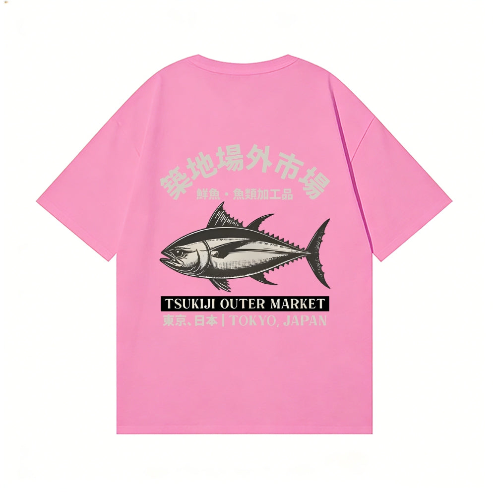 Tsukiji Fish Market Back Art Cotton Tee