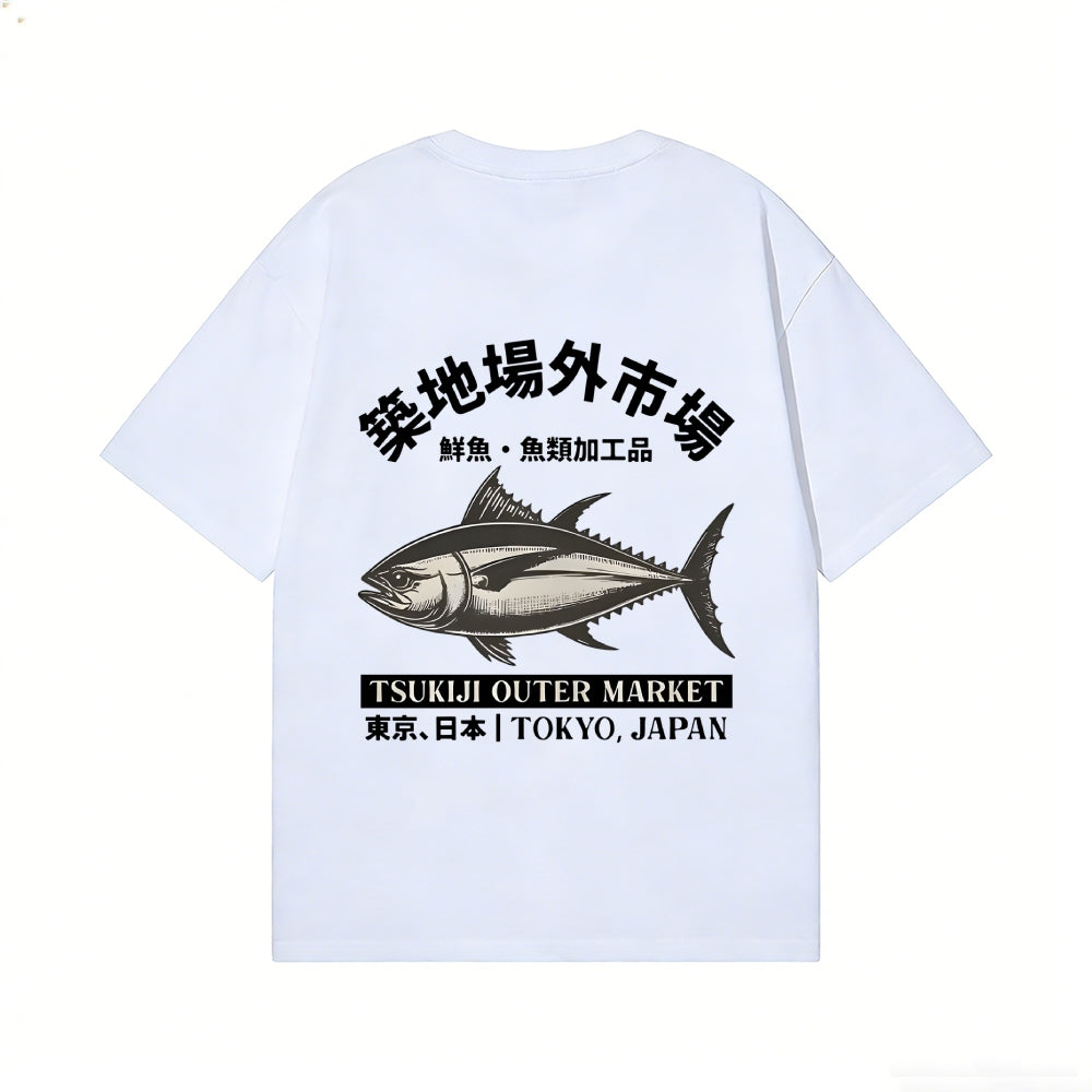 Tsukiji Fish Market Back Art Cotton Tee