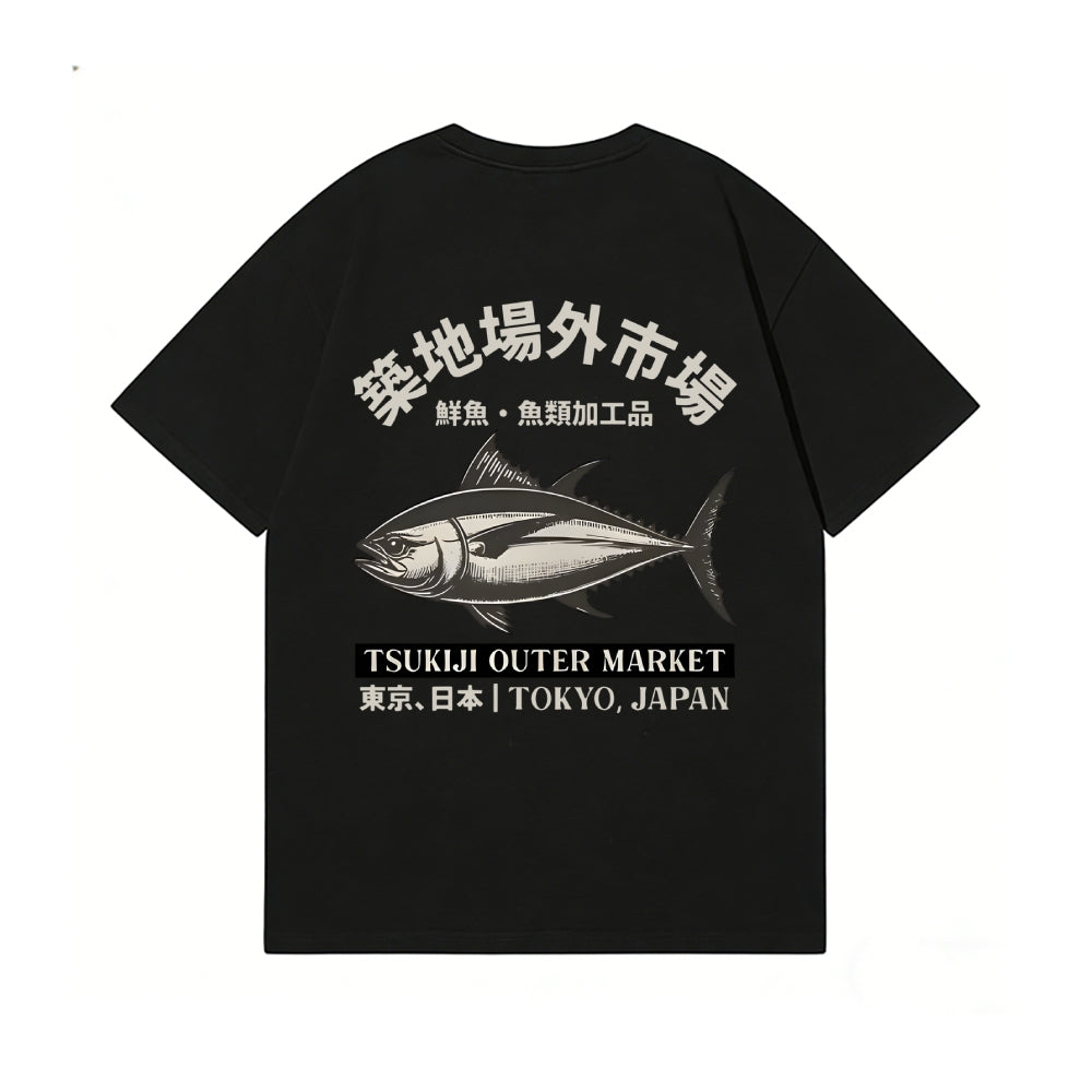 Tsukiji Fish Market Back Art Cotton Tee