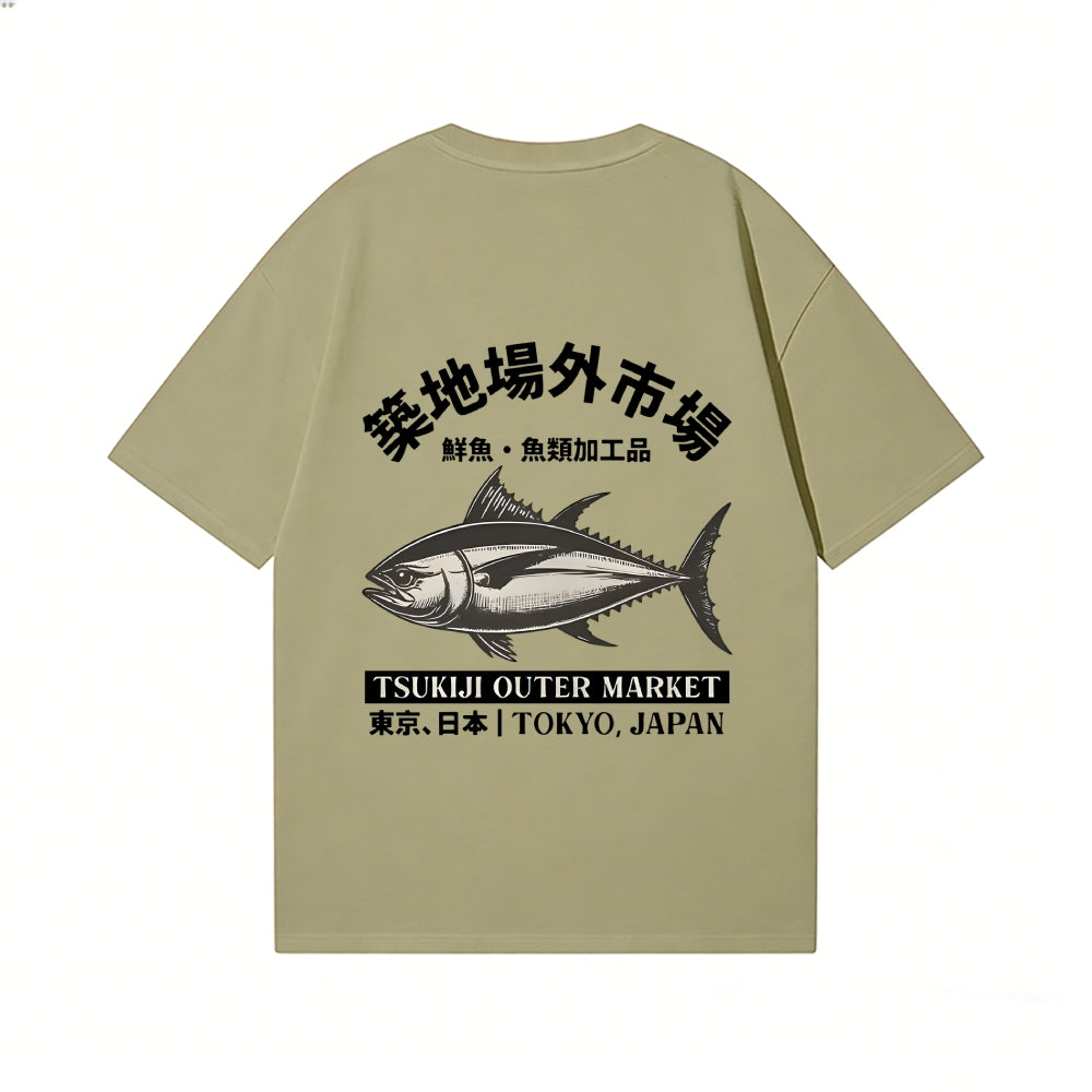 Tsukiji Fish Market Back Art Cotton Tee