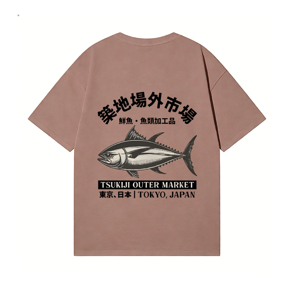 Tsukiji Fish Market Back Art Cotton Tee