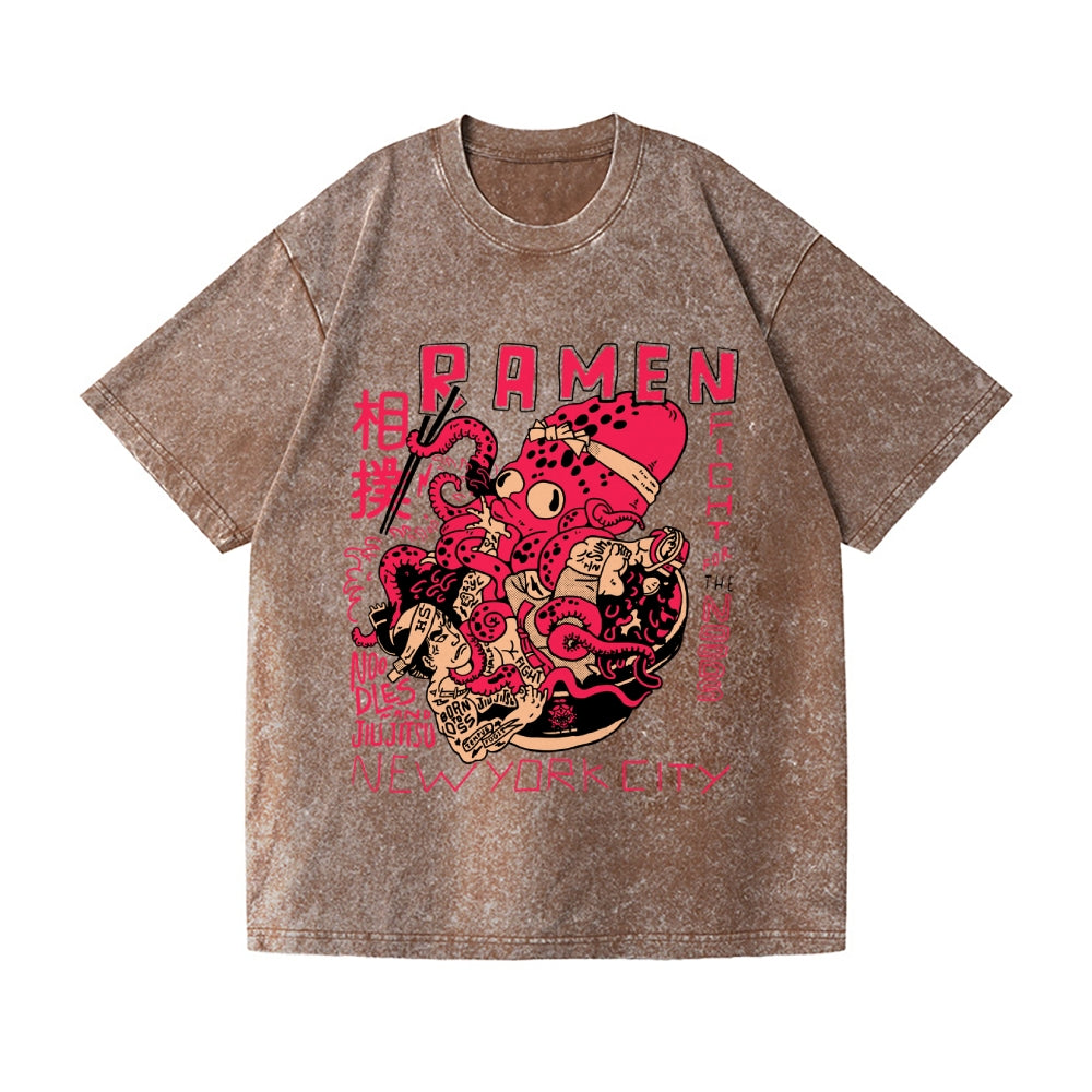 Sumo Octopus Vintage Wash Japanese Design T-Shirt