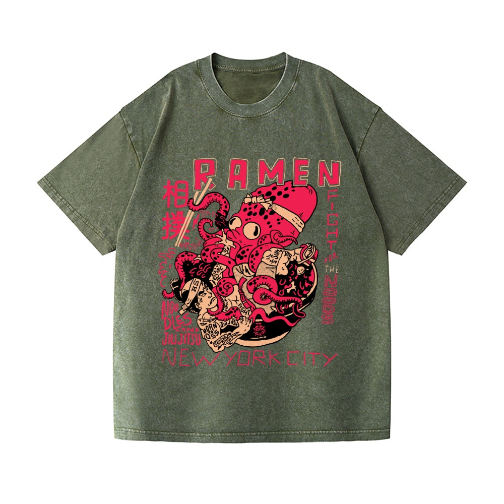 Sumo Octopus Vintage Wash Japanese Design T-Shirt