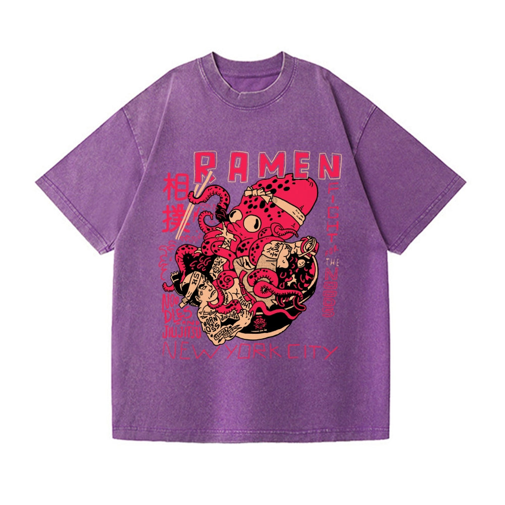 Sumo Octopus Vintage Wash Japanese Design T-Shirt