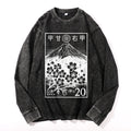 Mt Fuji Vintage Cotton Wash Crewneck Long-Sleeve T-Shirt