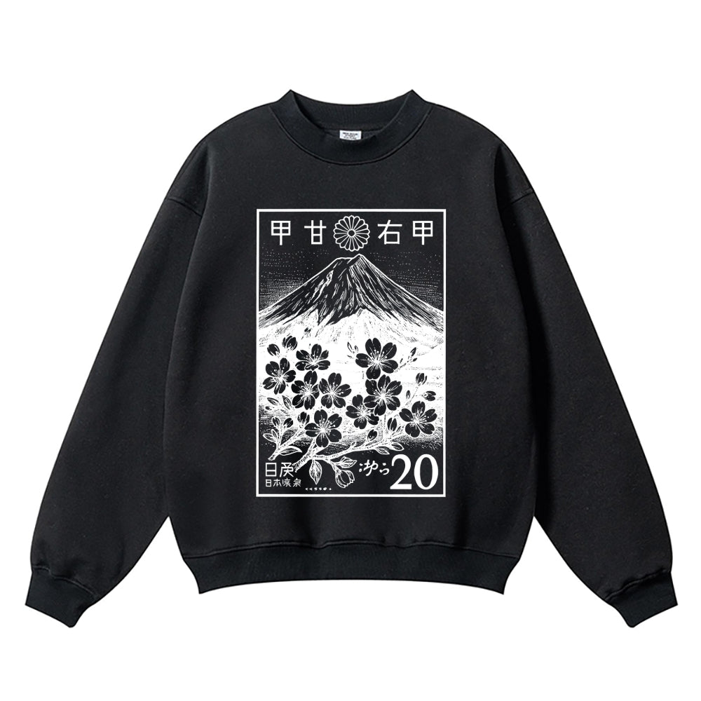 Mt Fuji Vintage Cotton Blend Sweatshirt