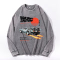 Back to the Future Vintage Cotton Wash Crewneck Long-Sleeve T-Shirt