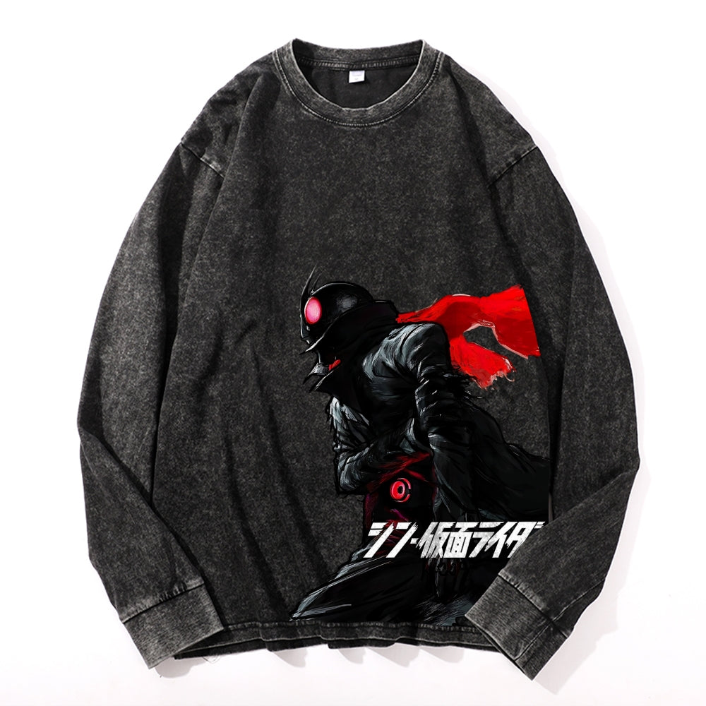Kamen Rider Vintage Cotton Wash Crewneck Long-Sleeve T-Shirt