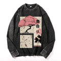 Sakura Vintage Cotton Wash Crewneck Long-Sleeve T-Shirt