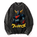 Grendizer Vintage Cotton Wash Crewneck Long-Sleeve T-Shirt