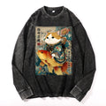 Yūyū jitoku Vintage Cotton Wash Crewneck Long-Sleeve T-Shirt
