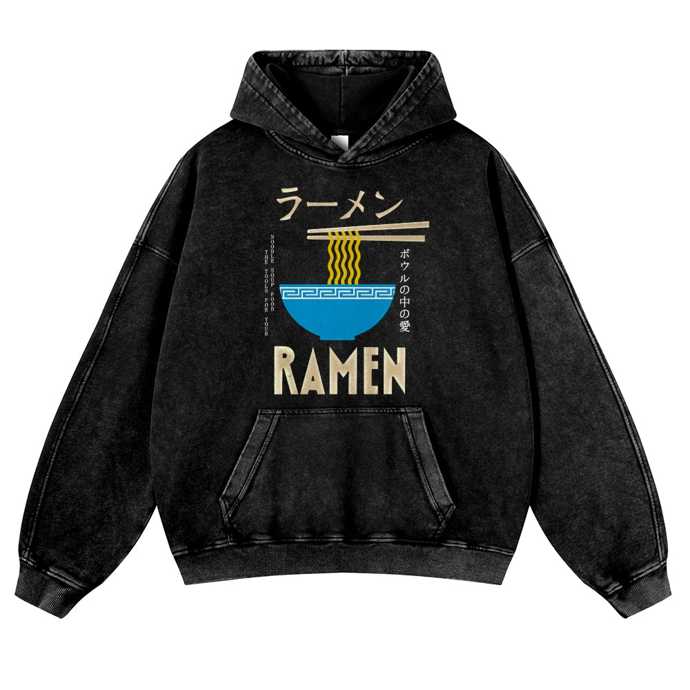 Ramen Vintage Washed Thick Cotton Hoodie