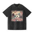 Sakura Kimono Cat Vintage Wash Japanese Design T-Shirt