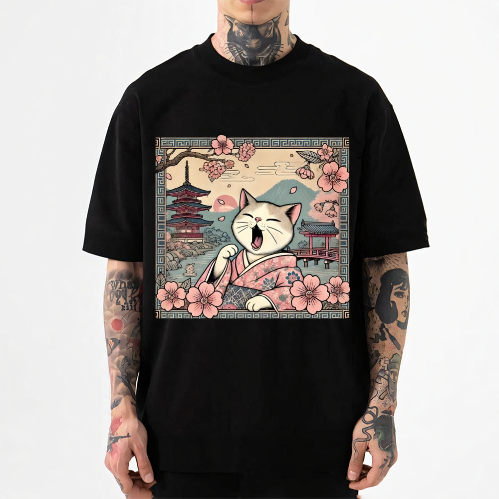 Sakura Kimono Cat Japanese Style Classic Tee