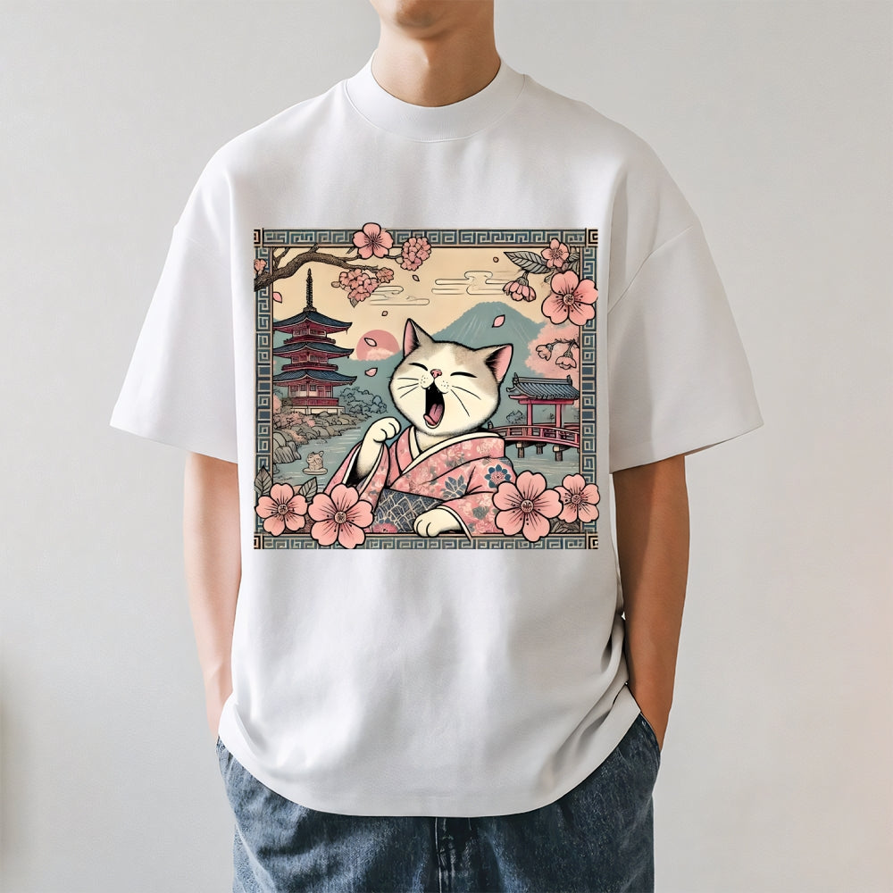 Sakura Kimono Cat Japanese Style Classic Tee