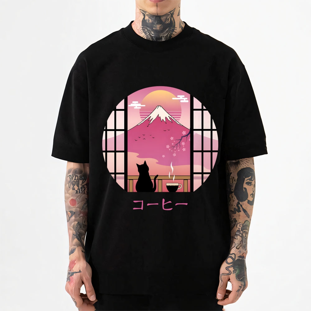 Sakura Fuji Cat Japanese Style Classic Tee