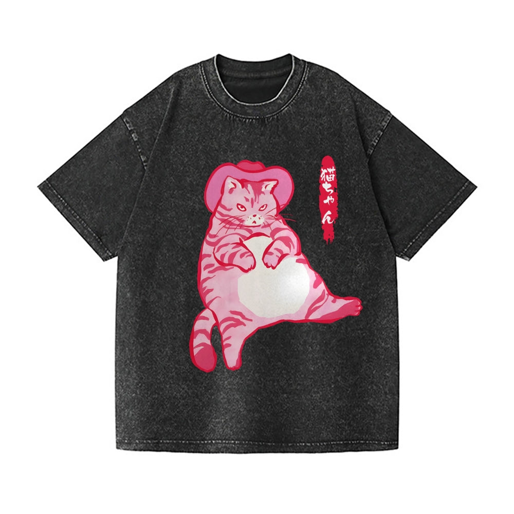 Cowboy cat Vintage Wash Japanese Design T-Shirt