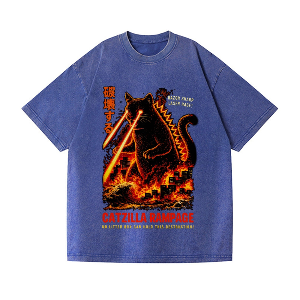 Kaiju Cat Vintage Wash Japanese Design T-Shirt