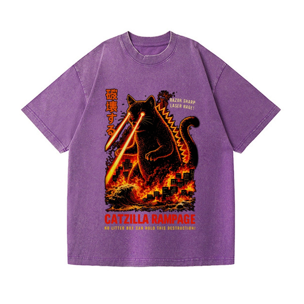Kaiju Cat Vintage Wash Japanese Design T-Shirt
