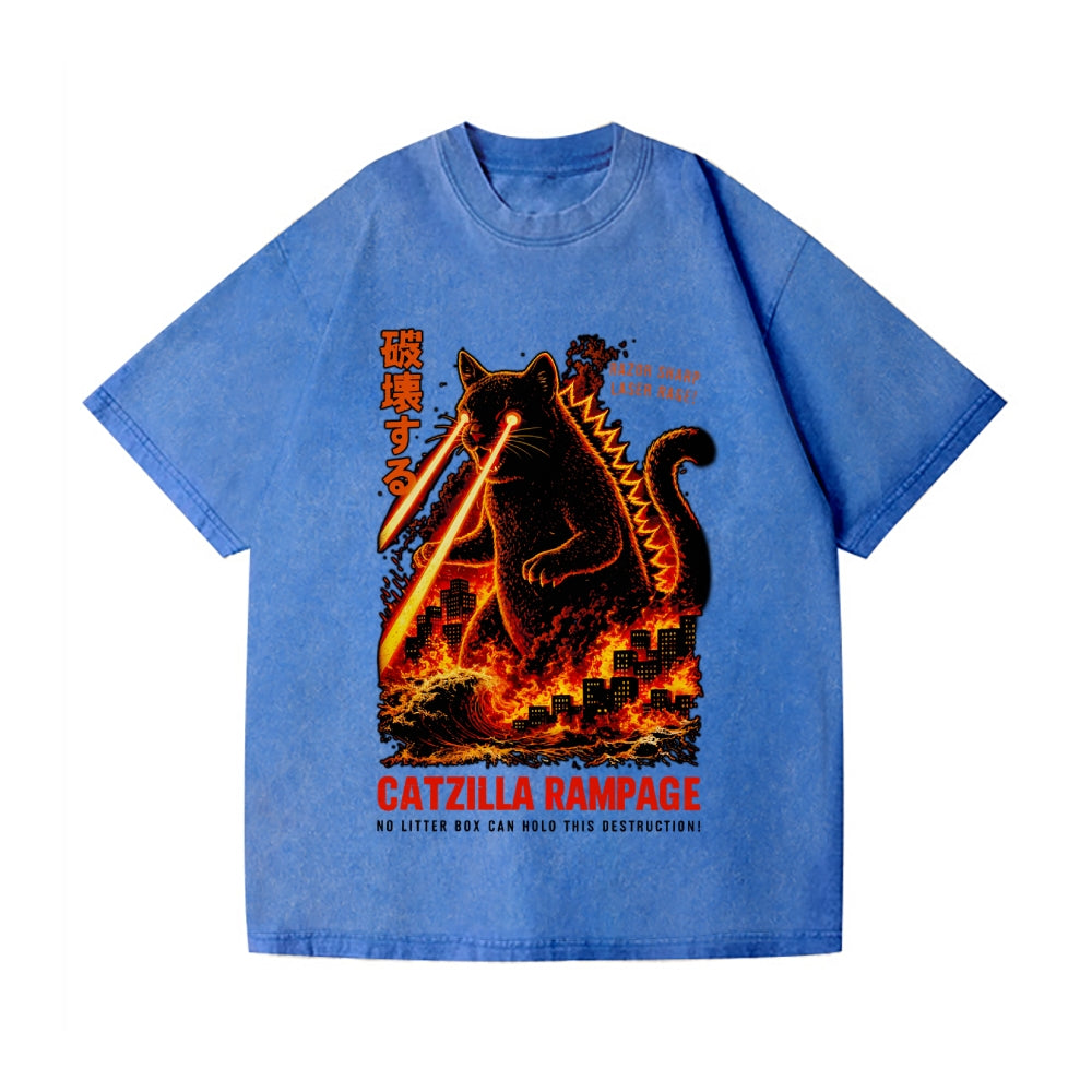 Kaiju Cat Vintage Wash Japanese Design T-Shirt