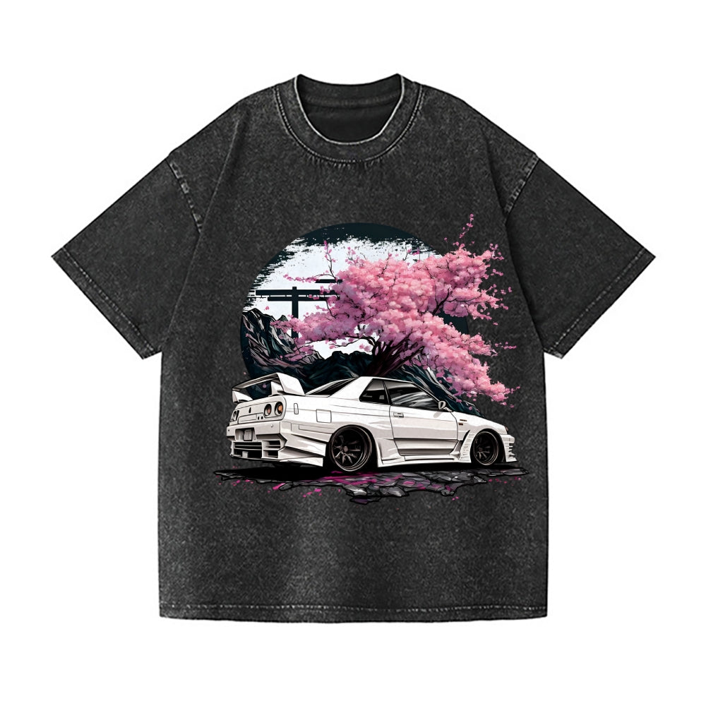 Skyline Sakura Racing Car Vintage Wash Japanese Design T-Shirt