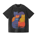 Gone Feral Cat Vintage Wash Japanese Design T-Shirt