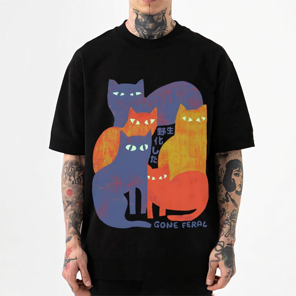 Gone Feral Cat Japanese Style Classic Tee