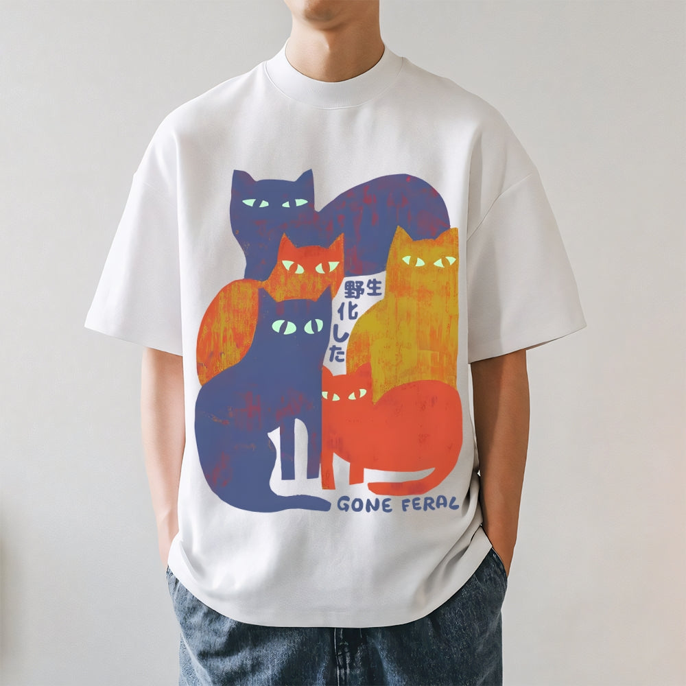 Gone Feral Cat Japanese Style Classic Tee