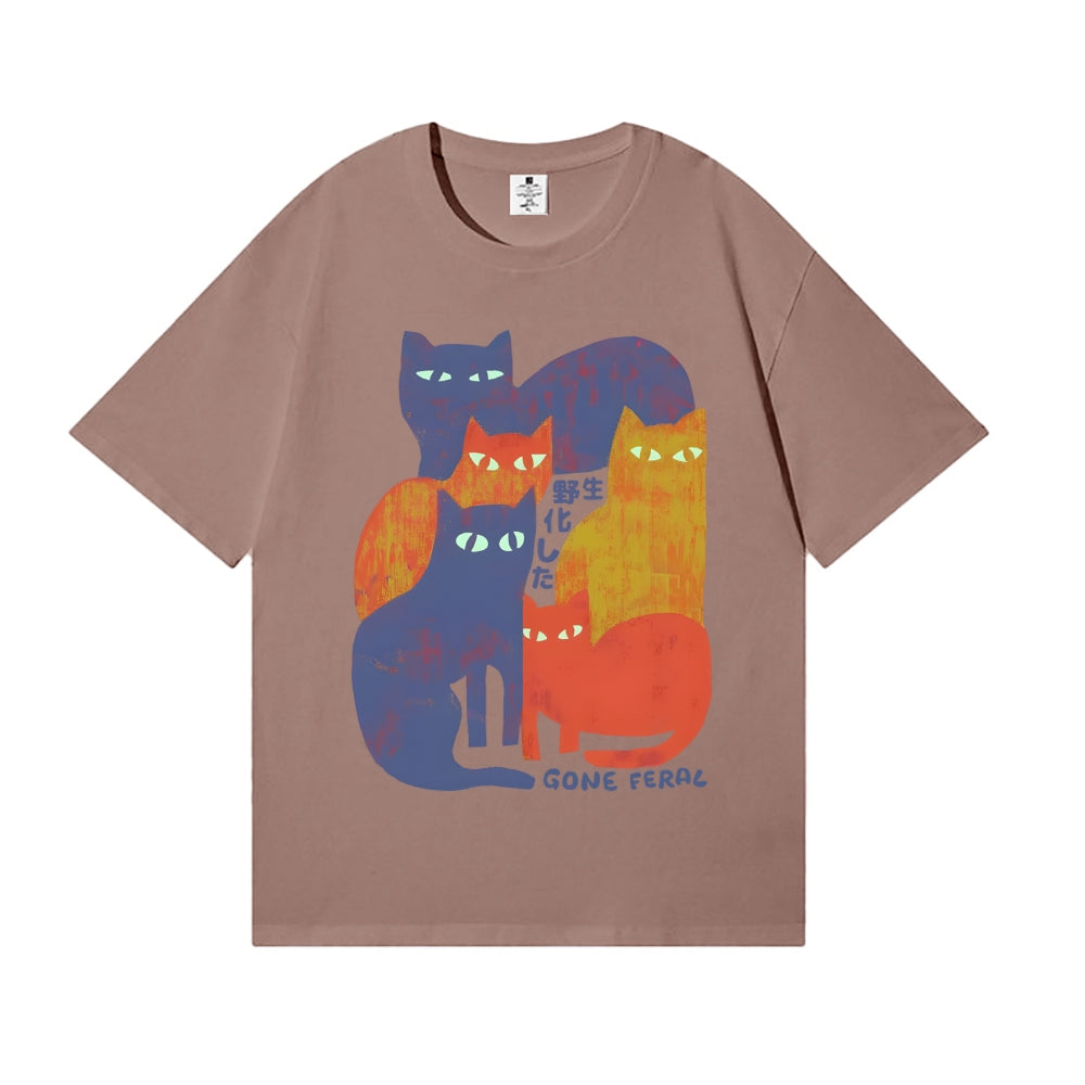 Gone Feral Cat Japanese Style Classic Tee