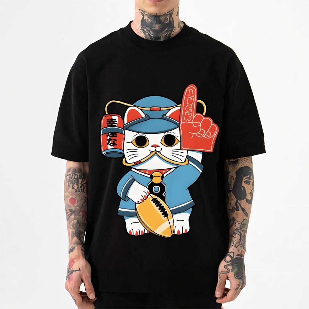 Lucky Cat Fan Football Japanese Style Classic Tee