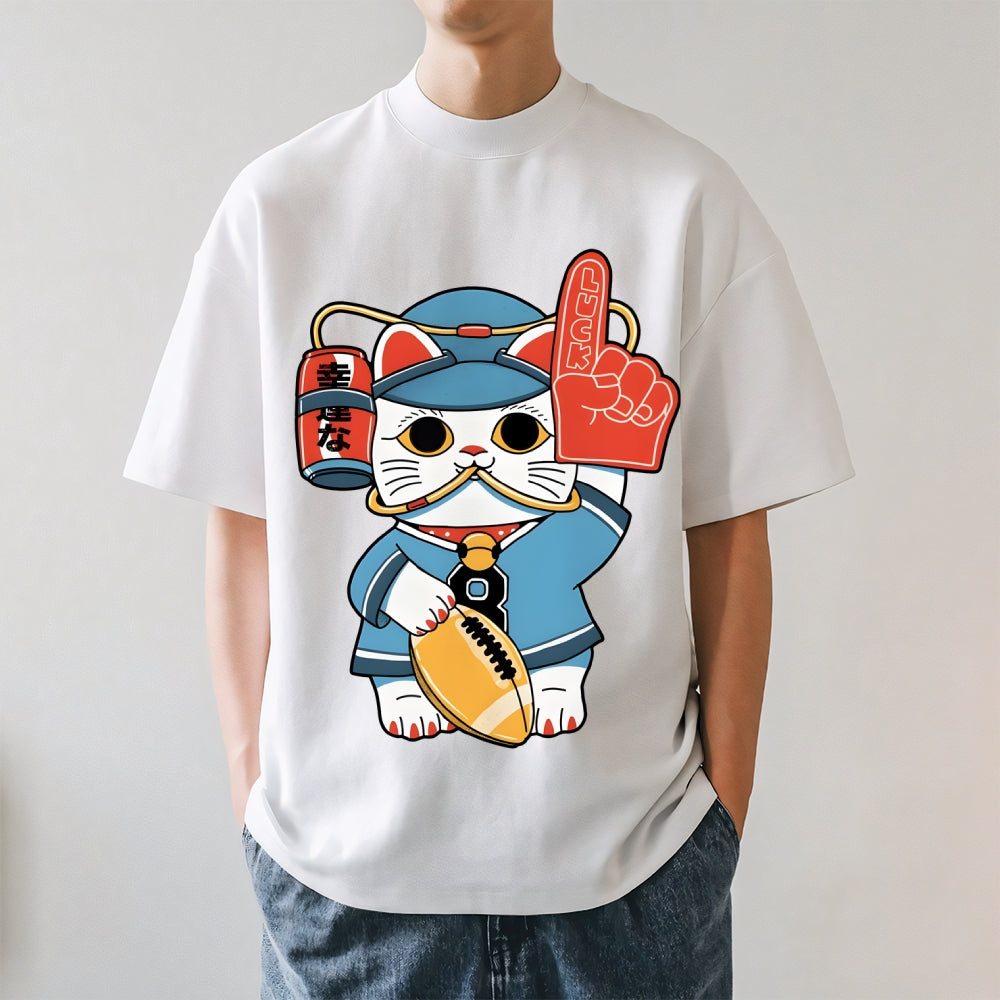 Lucky Cat Fan Football Japanese Style Classic Tee