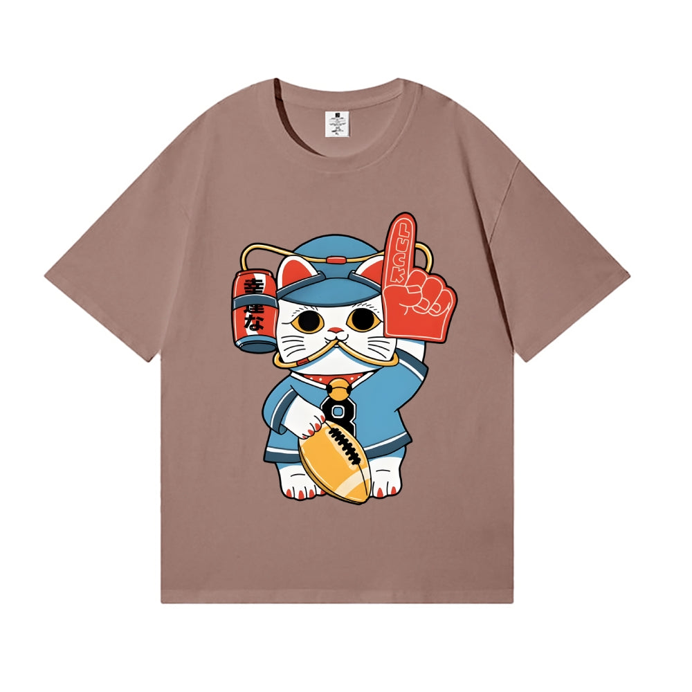 Lucky Cat Fan Football Japanese Style Classic Tee